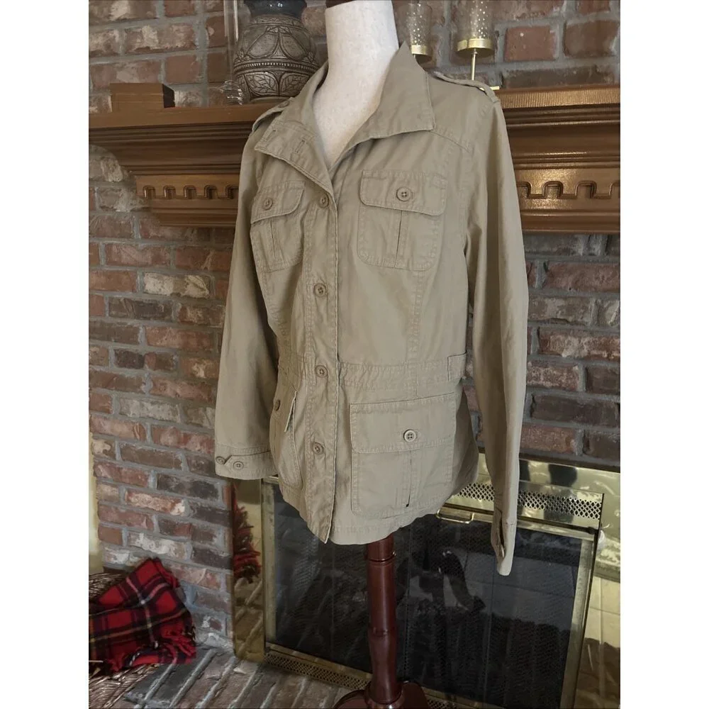 Ll Bean Ladies Tan Outdoor Blazer Size Medium Cotton
